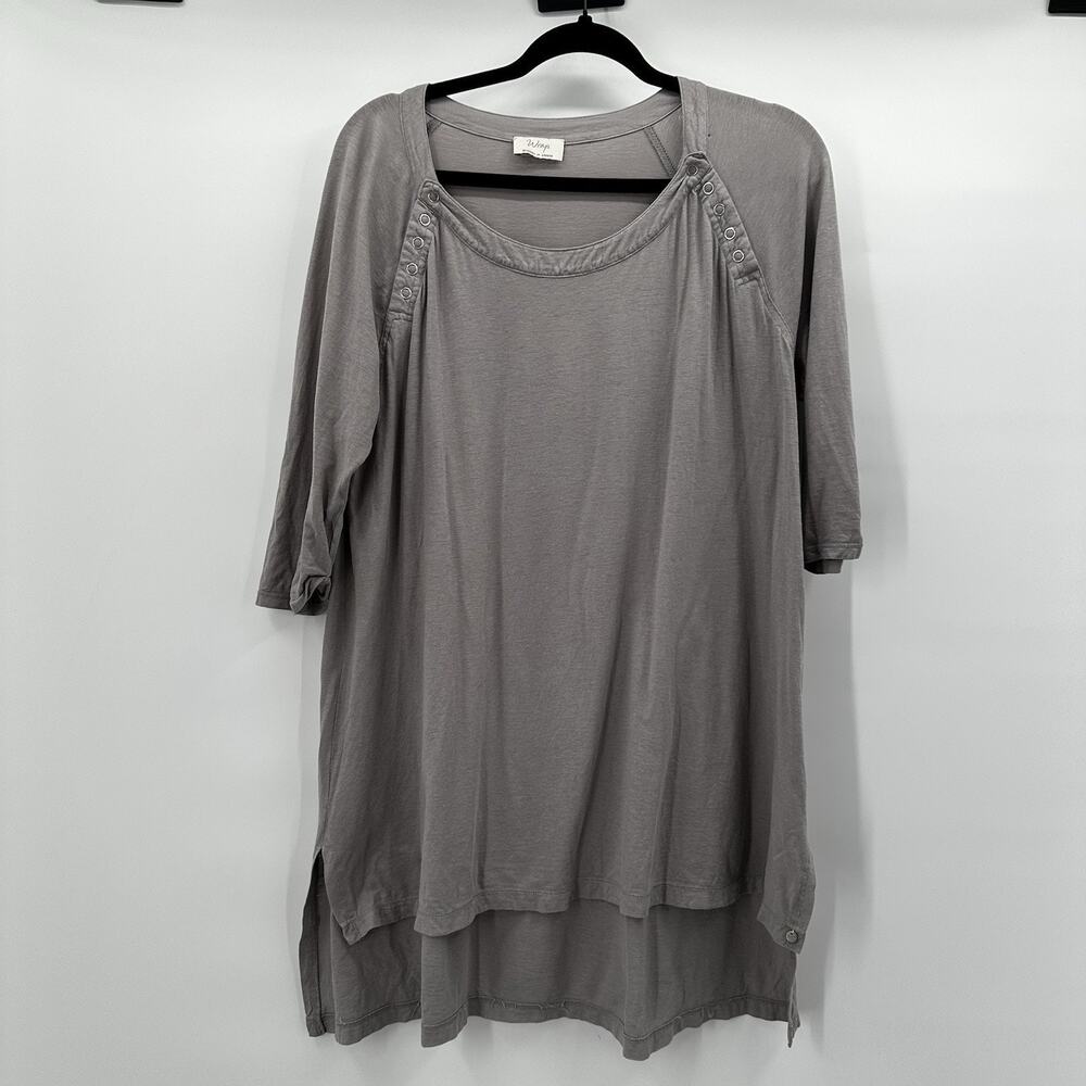 Wrap Top Tunic Womens 12 Gray Lagenlook‎ Organic Cotton Hemp Minimalist